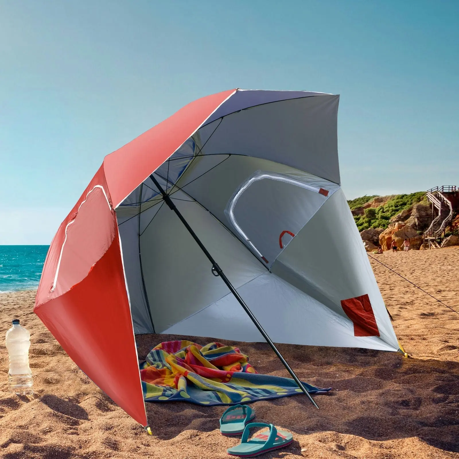 Havana Outdoors Beach Umbrella 2.4M Outdoor Garden Beach Portable Shade Shelter