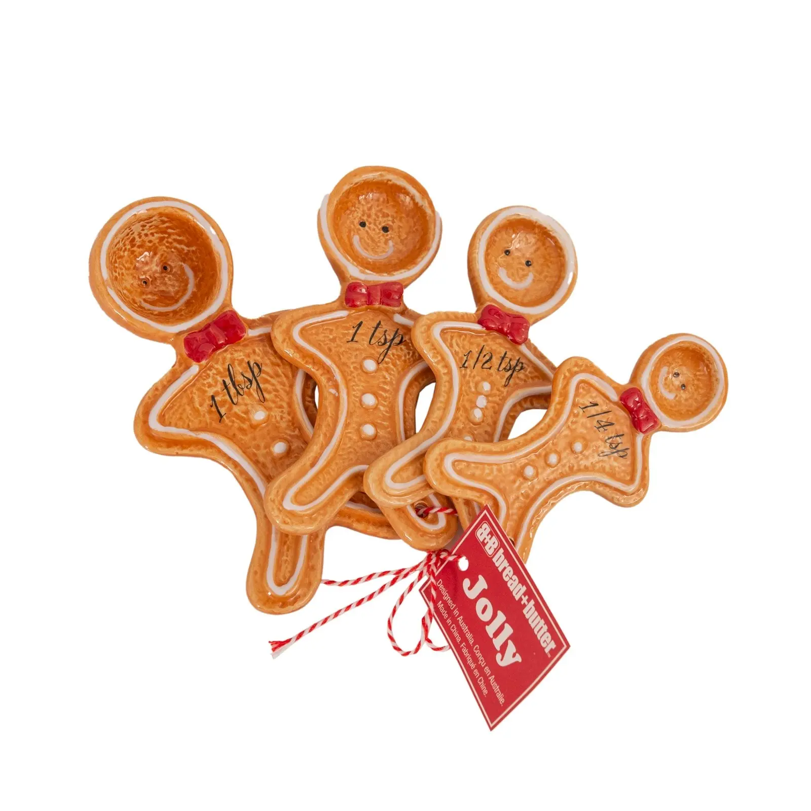 Bread and Butter Figurine Gingerbread Man Spoons - 4 Pack - Brown