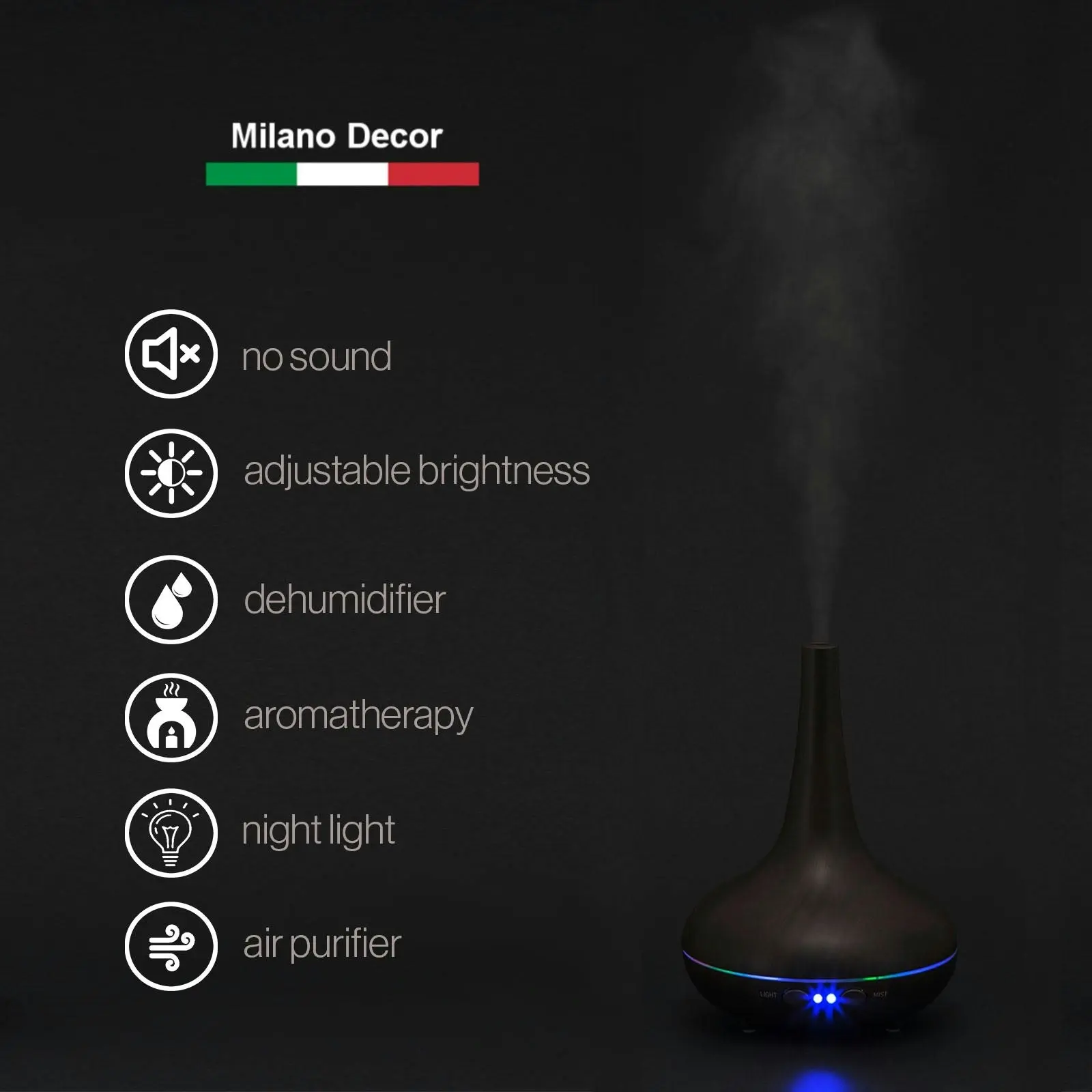 Essential Oil Diffuser Ultrasonic Humidifier Aromatherapy LED Light 200ML 3 Oils