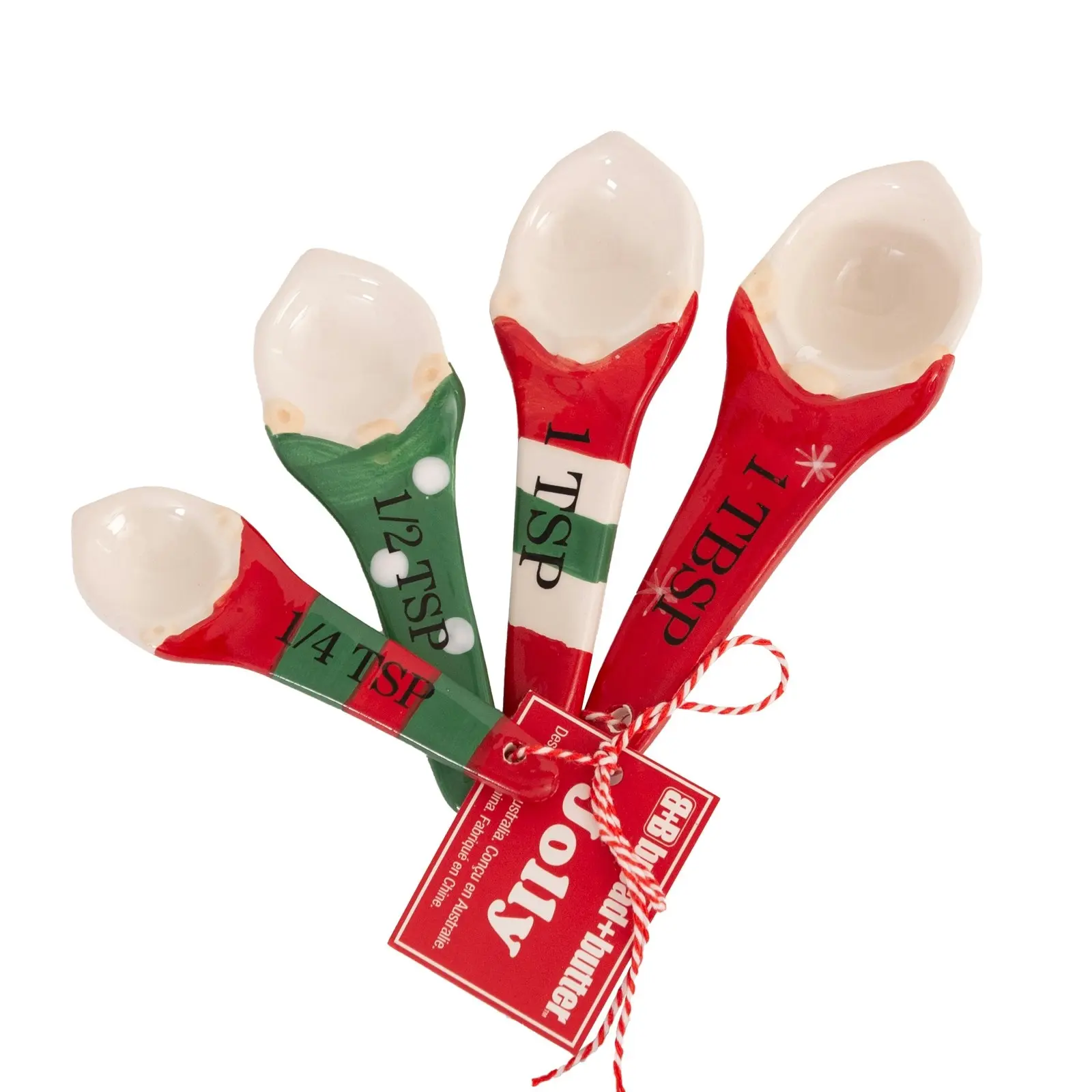 Bread and Butter Gnome Measuring Spoons - 4 Pack - Green/ Red/ White