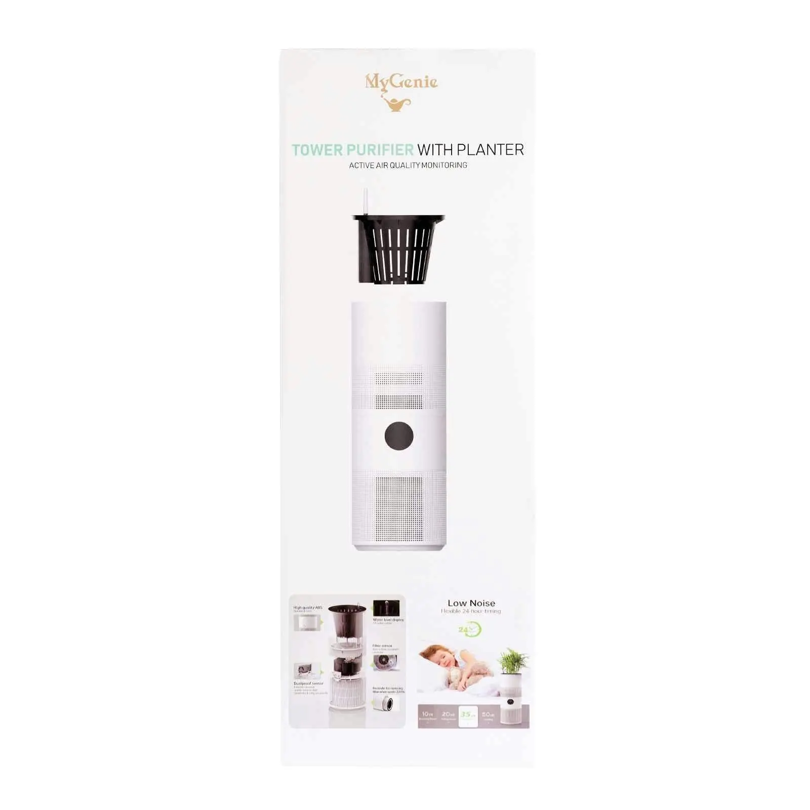 MyGenie Tower Air Purifier with Planter 2-in-1 WI-FI App Control HEPA White