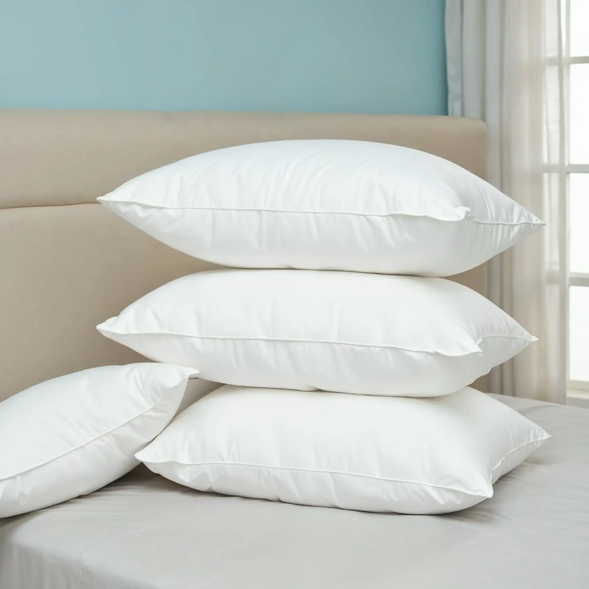 Royal Comfort Duck Feather Down Pillows 50 x 75cm 4 Pack Set Hotel Quality