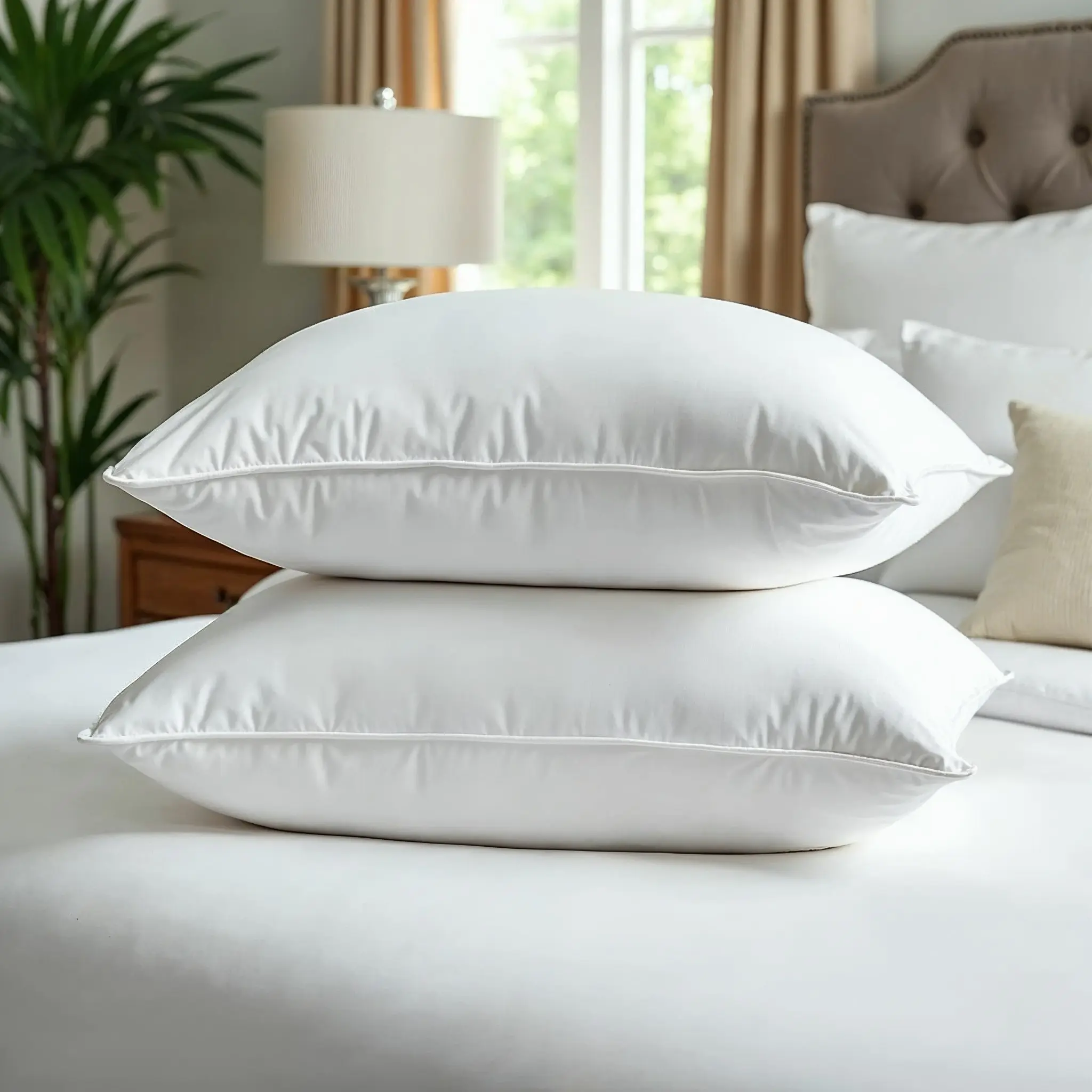 Royal Comfort Duck Feather Down Pillows 50 x 75cm 4 Pack Set Hotel Quality