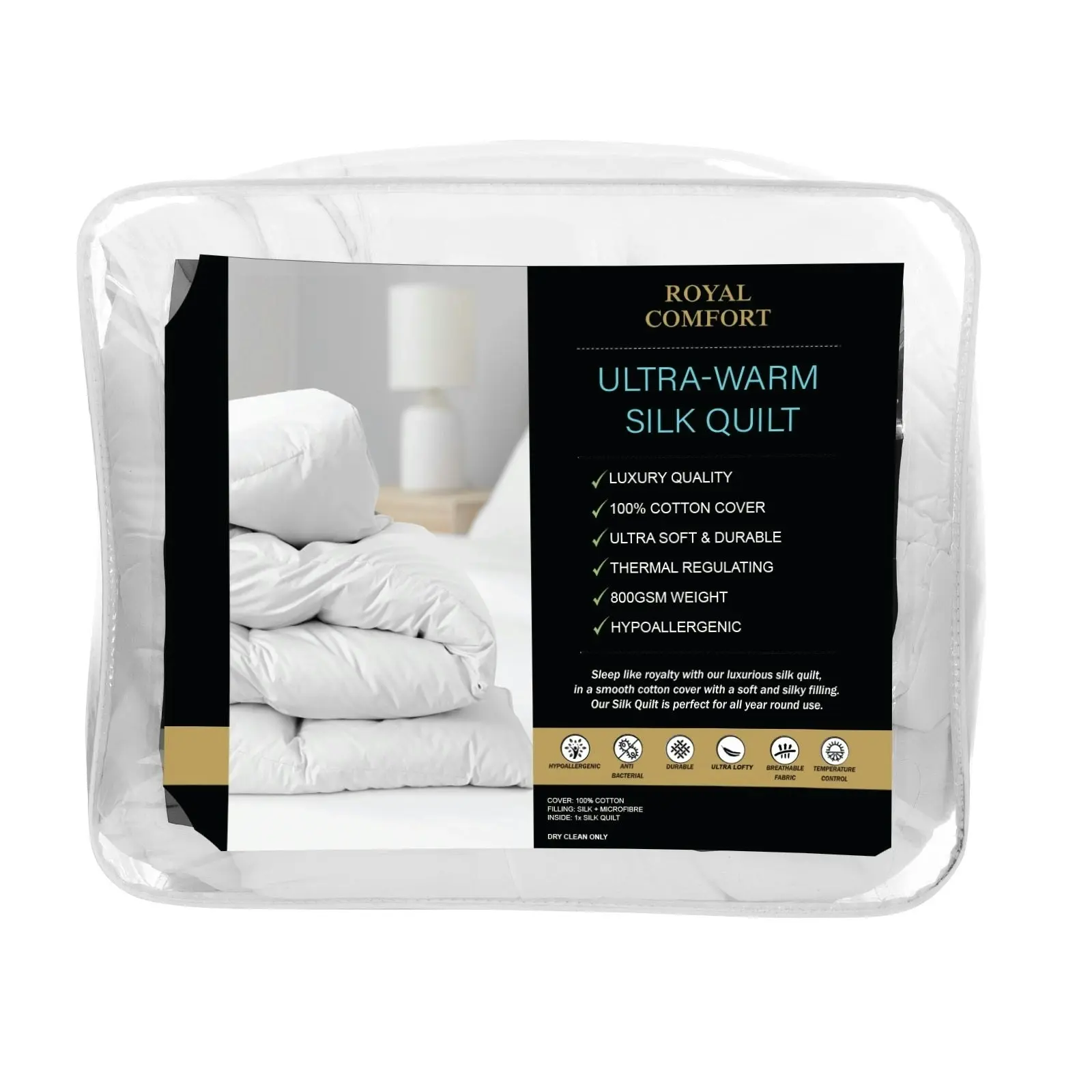 Royal Comfort 800GSM Silk Blend Quilt Duvet Ultra Warm Winter Weight