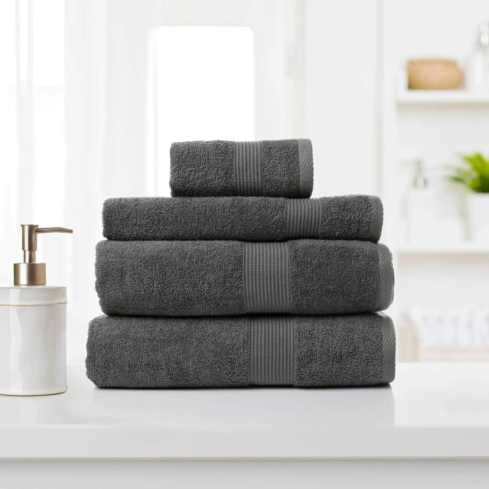 Royal Comfort 4 Piece Cotton Bamboo Towel Set 450GSM Luxurious Absorbent Plush