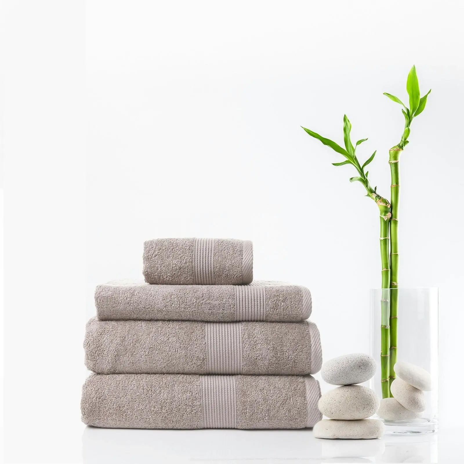 Royal Comfort 4 Piece Cotton Bamboo Towel Set 450GSM Luxurious Absorbent Plush