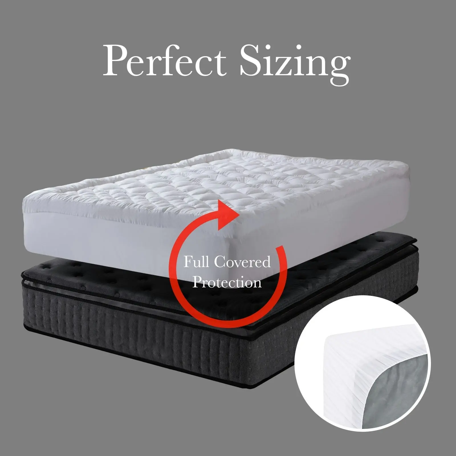 Royal Comfort 1200GSM Deluxe 7-Zone Mattress Topper Luxury Gusset Breathable