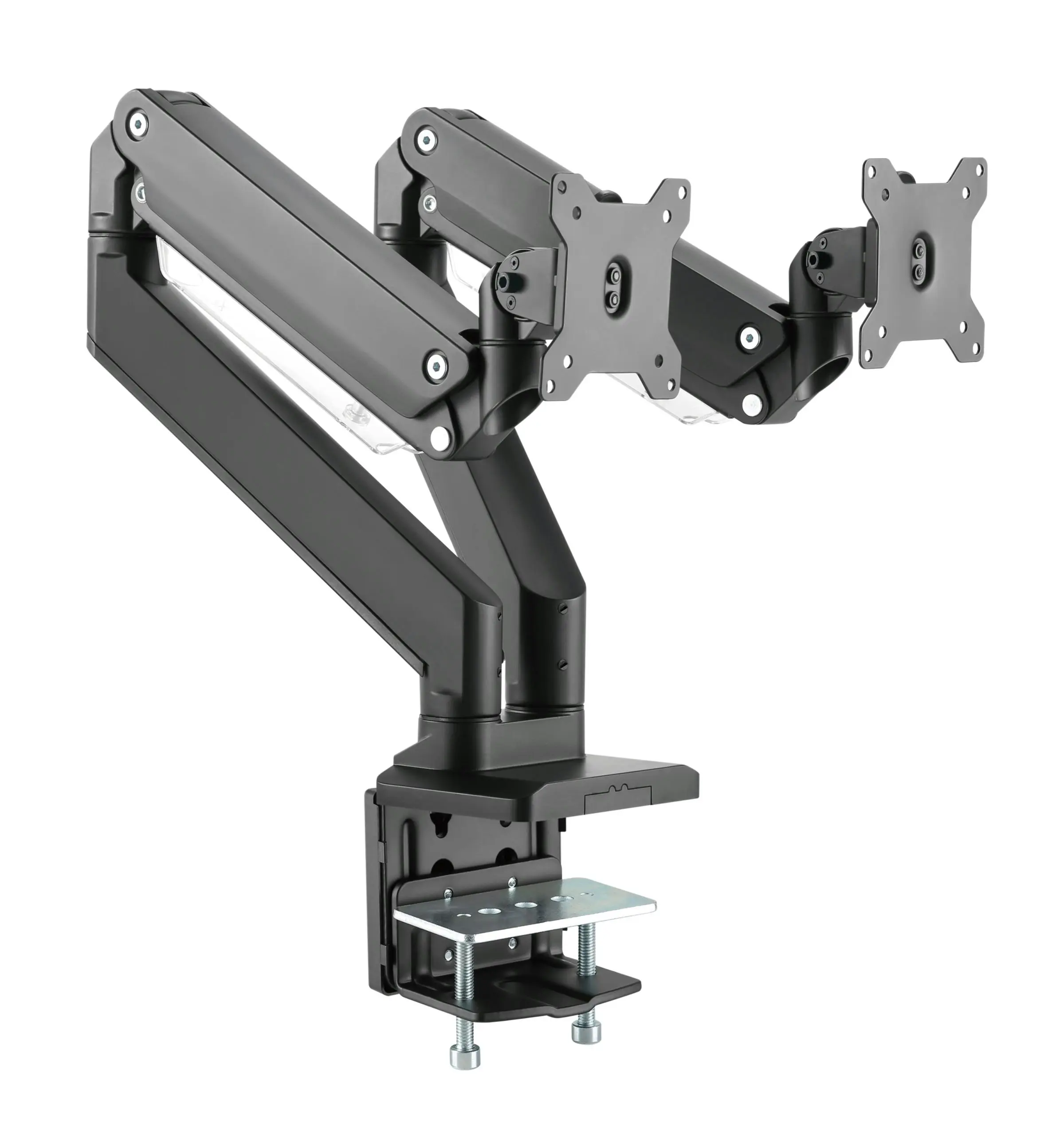 Brateck  Aluminum Heavy-Duty Gas Spring Dual Monitor Arm -1110x128x750mm (43.7"x5"x29.5")  Black