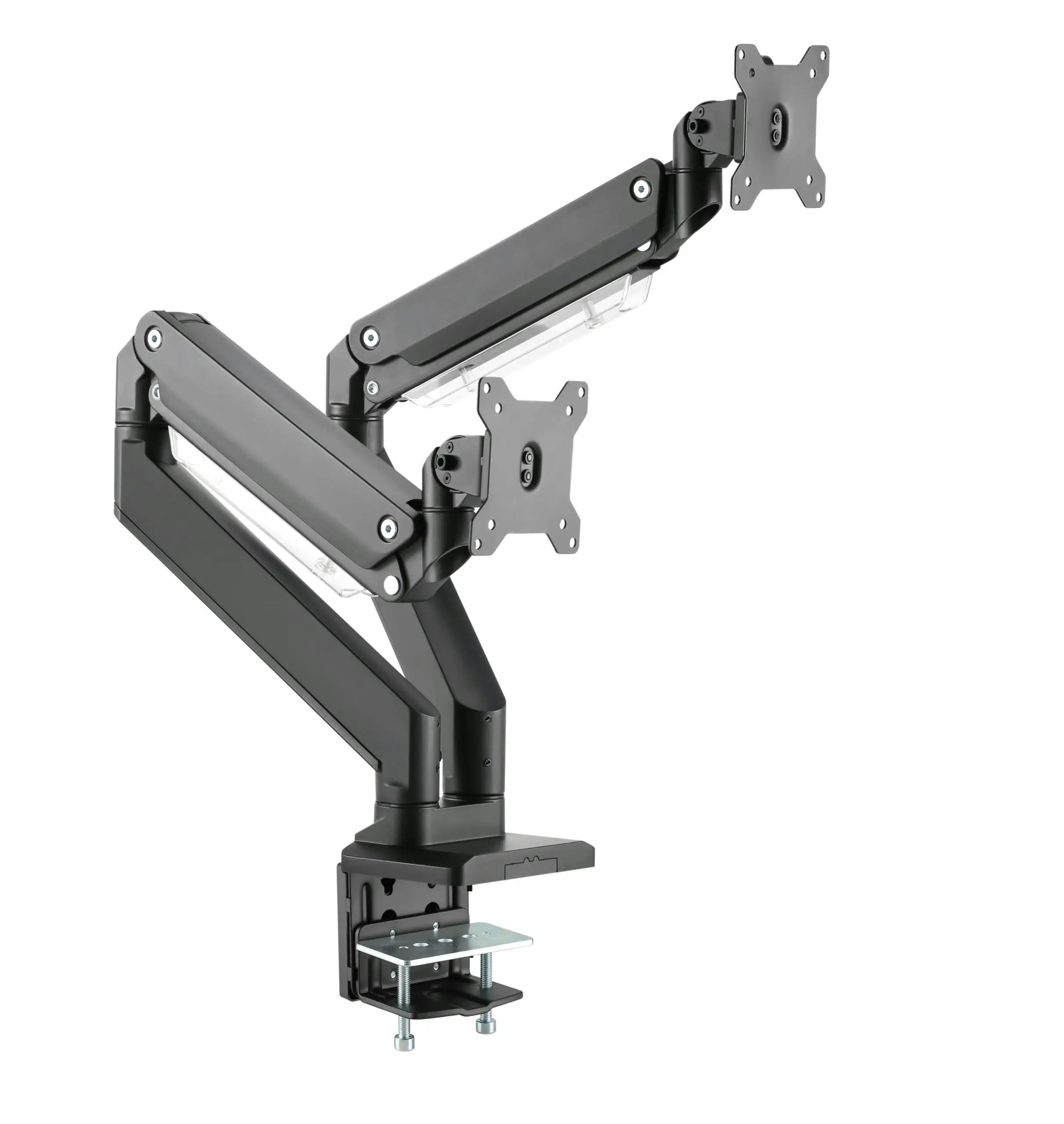 Brateck  Aluminum Heavy-Duty Gas Spring Dual Monitor Arm -1110x128x750mm (43.7"x5"x29.5")  Black