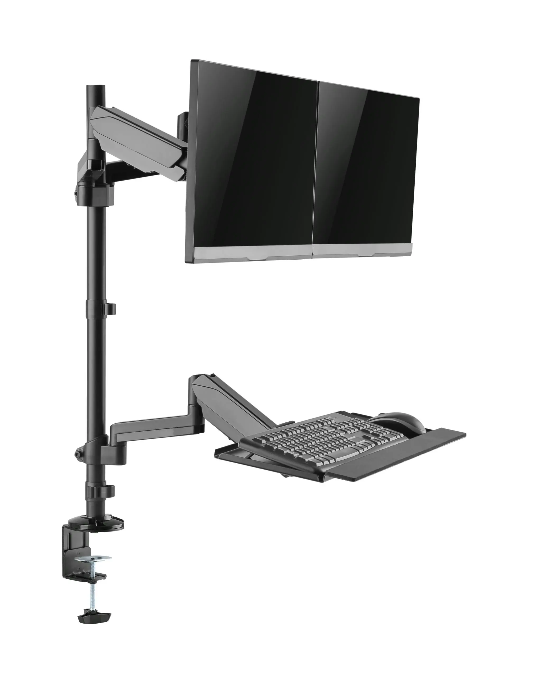 Brateck Gas Spring Sit-stand Workstation Dual Monitors Mount - Black