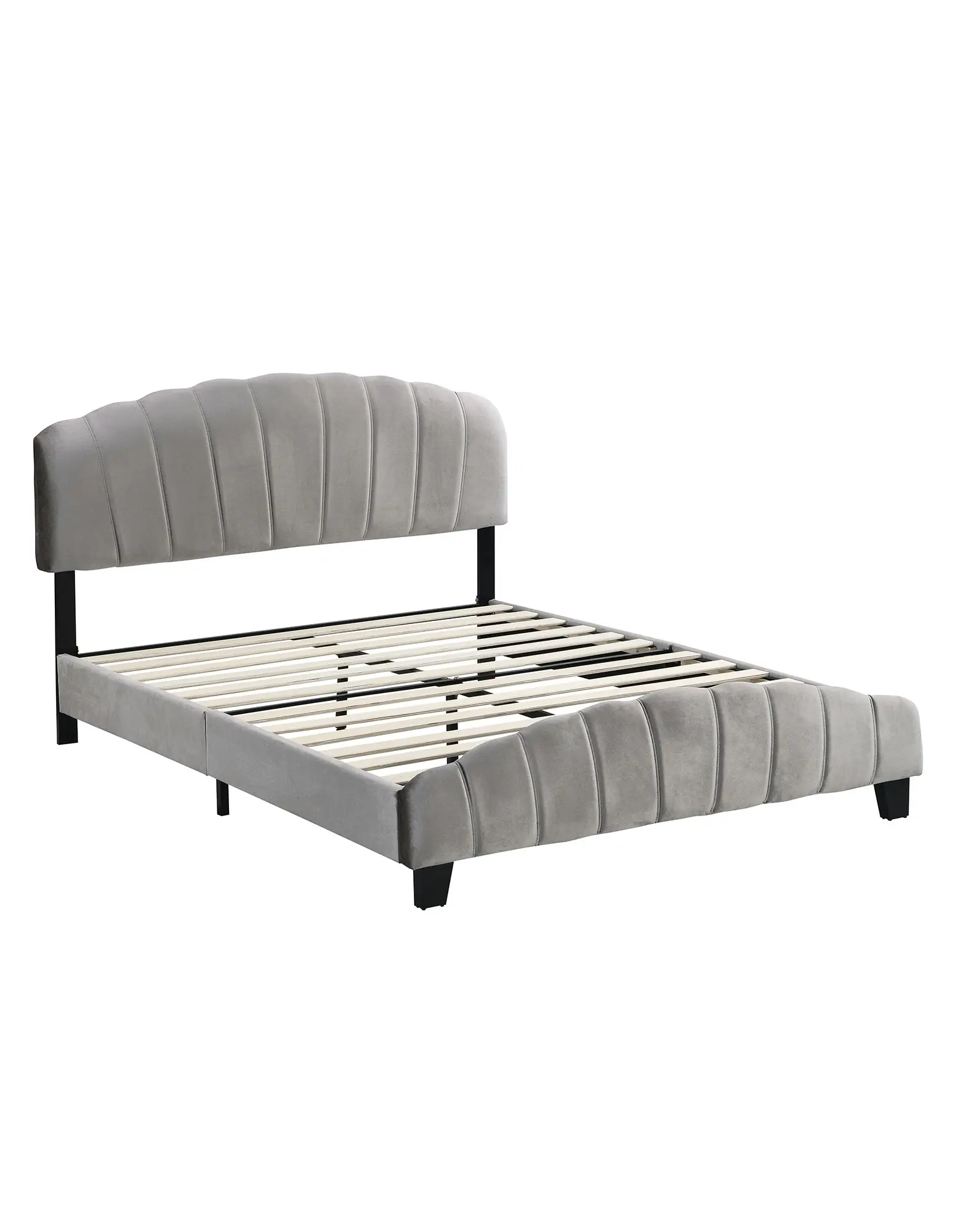 IHOMDEC Queen Size Shell-Style Bed Frame Base Mattress Platform BEF04 Grey