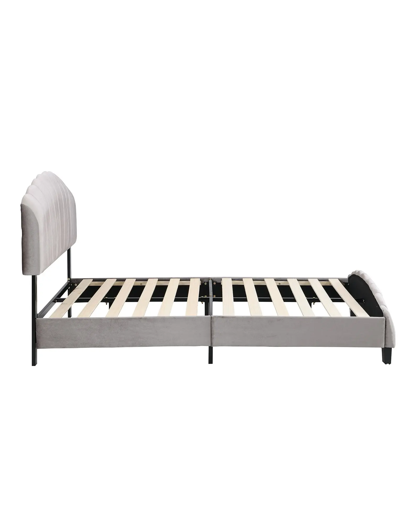 IHOMDEC Queen Size Shell-Style Bed Frame Base Mattress Platform BEF04 Grey