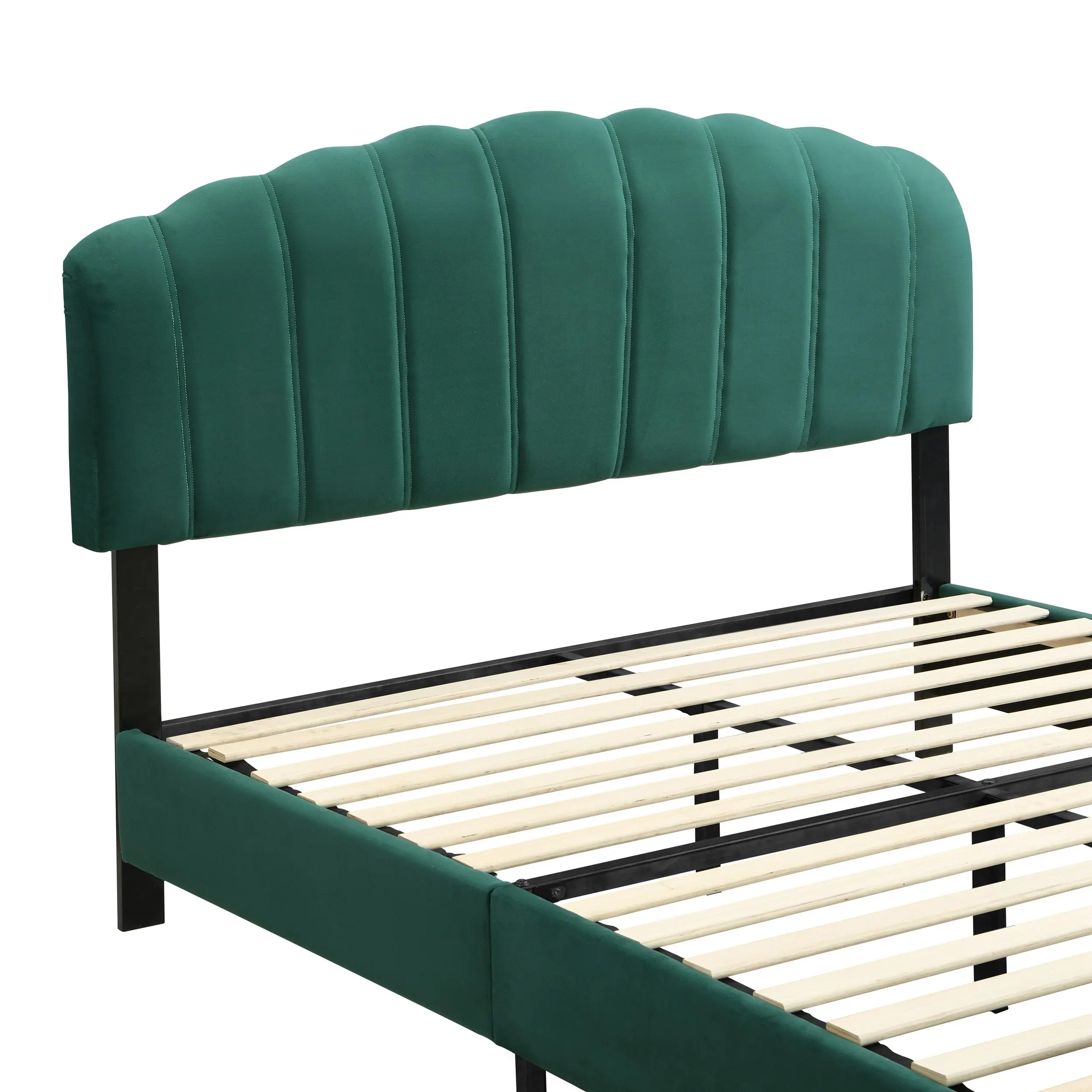 IHOMDEC Double Size  Shell-Style Bed Frame Base Mattress Platform BEF04 Green