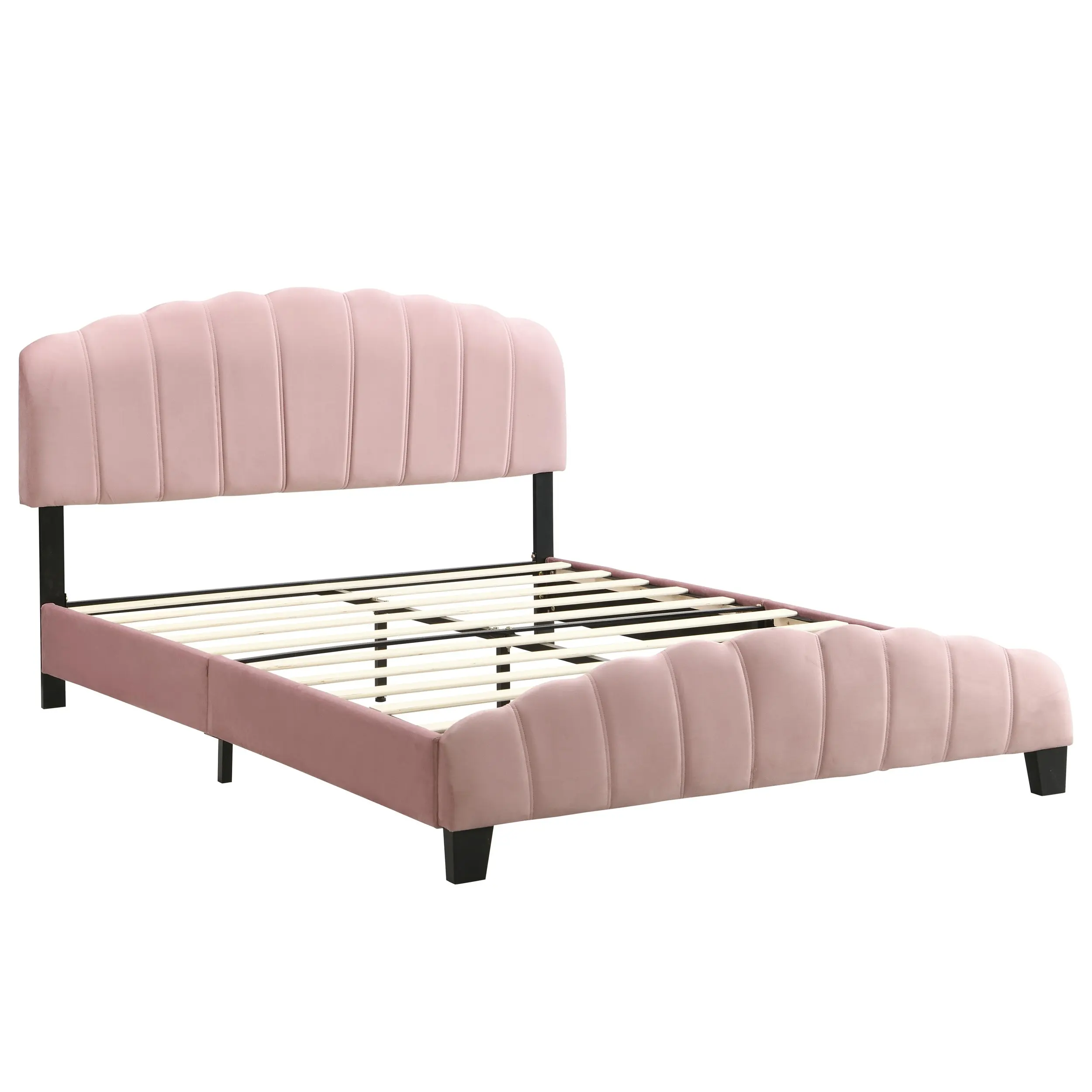 IHOMDEC Double Size  Shell-Style Bed Frame Base Mattress Platform BEF04 Pink