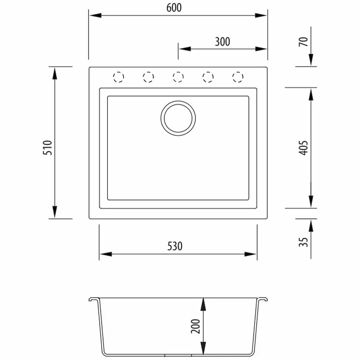 Oliveri Florence Black Single Bowl Topmount Sink