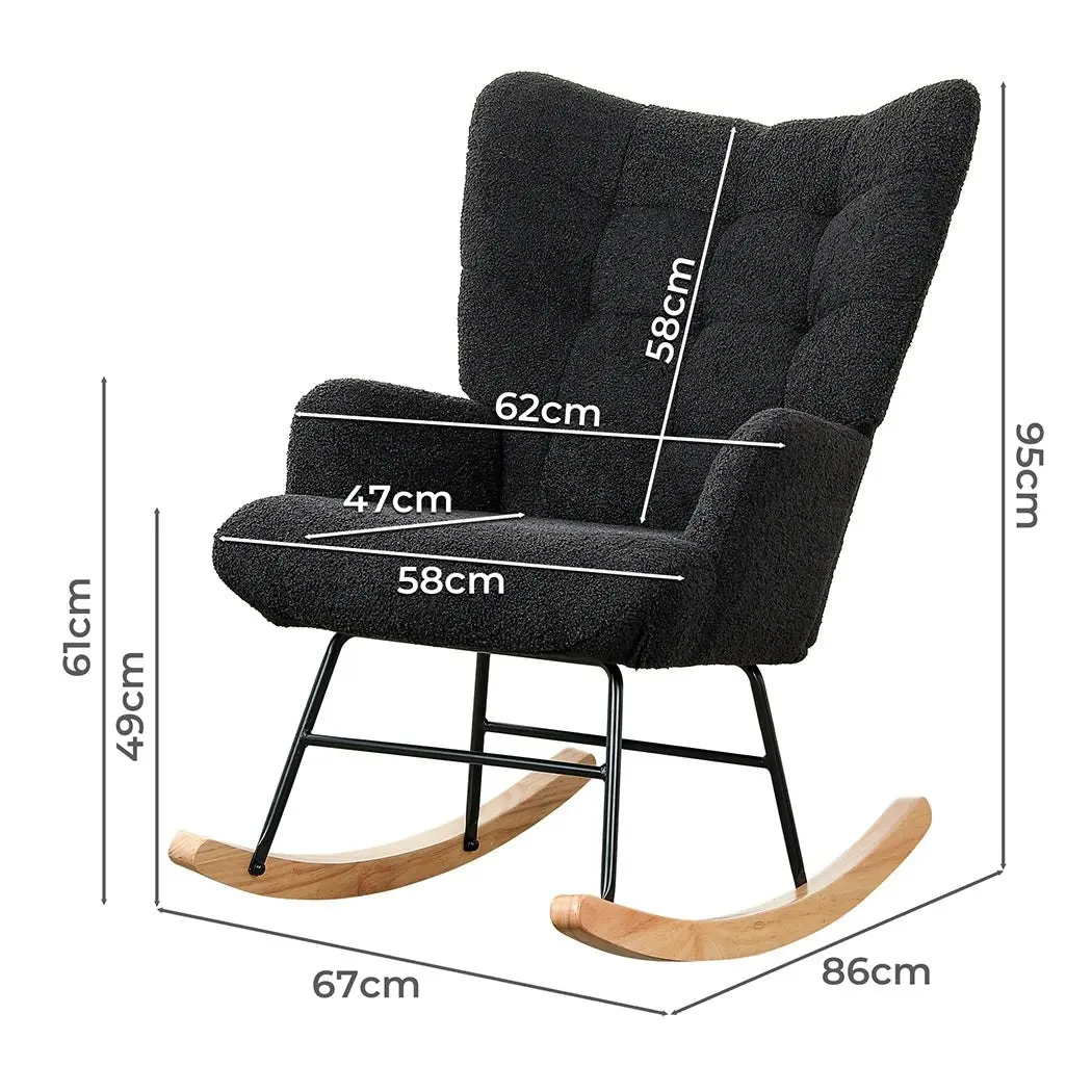 Levede Rocking Chair Nursery Rocker Accent Tub Boucle Armchair Lounge Fleece