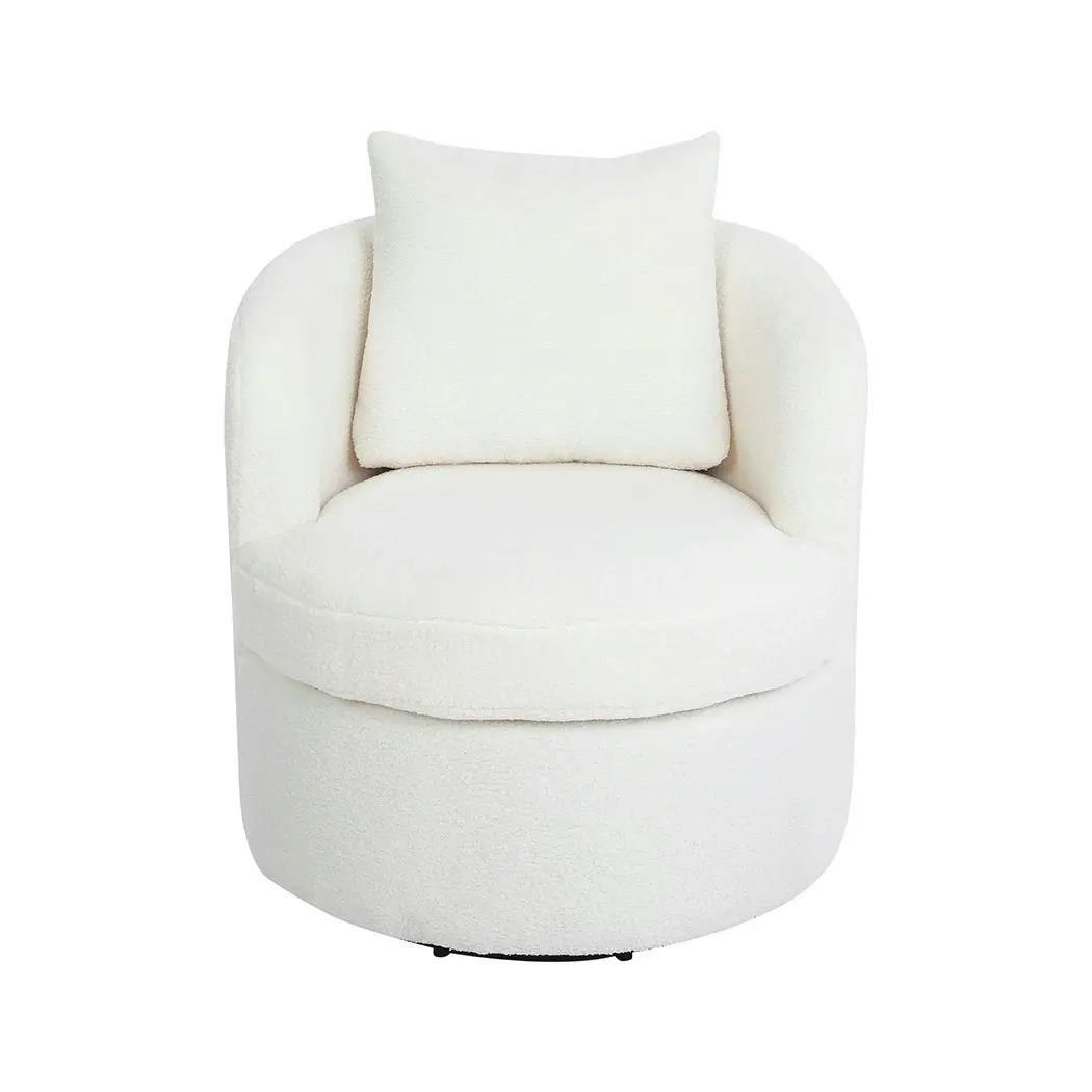 Levede Swivel Barrel Chair Sherpa Fleece Round Accent Tub Sofa Back Cushion