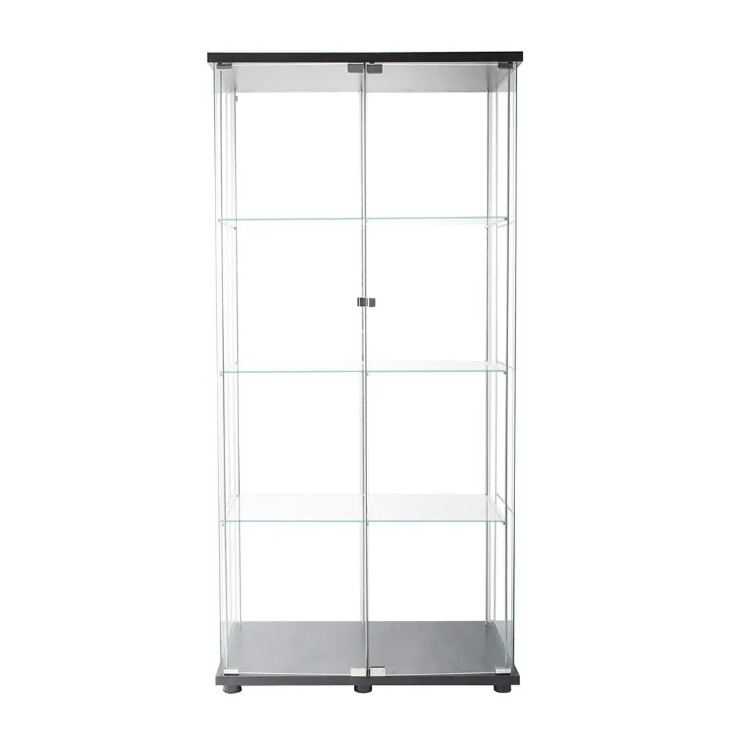 Stacked 164cm Glass Display Cabinet Collections Storage 4 Tier Shelves 2 Doors