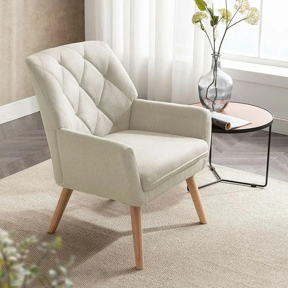 Furb Armchair Lounge Chair Upholstered Accent Chairs Thick Seat Cushion Beige