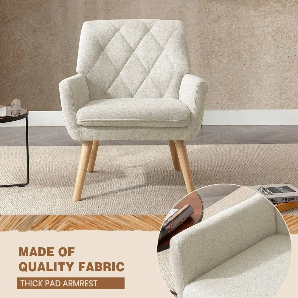 Furb Armchair Lounge Chair Upholstered Accent Chairs Thick Seat Cushion Beige