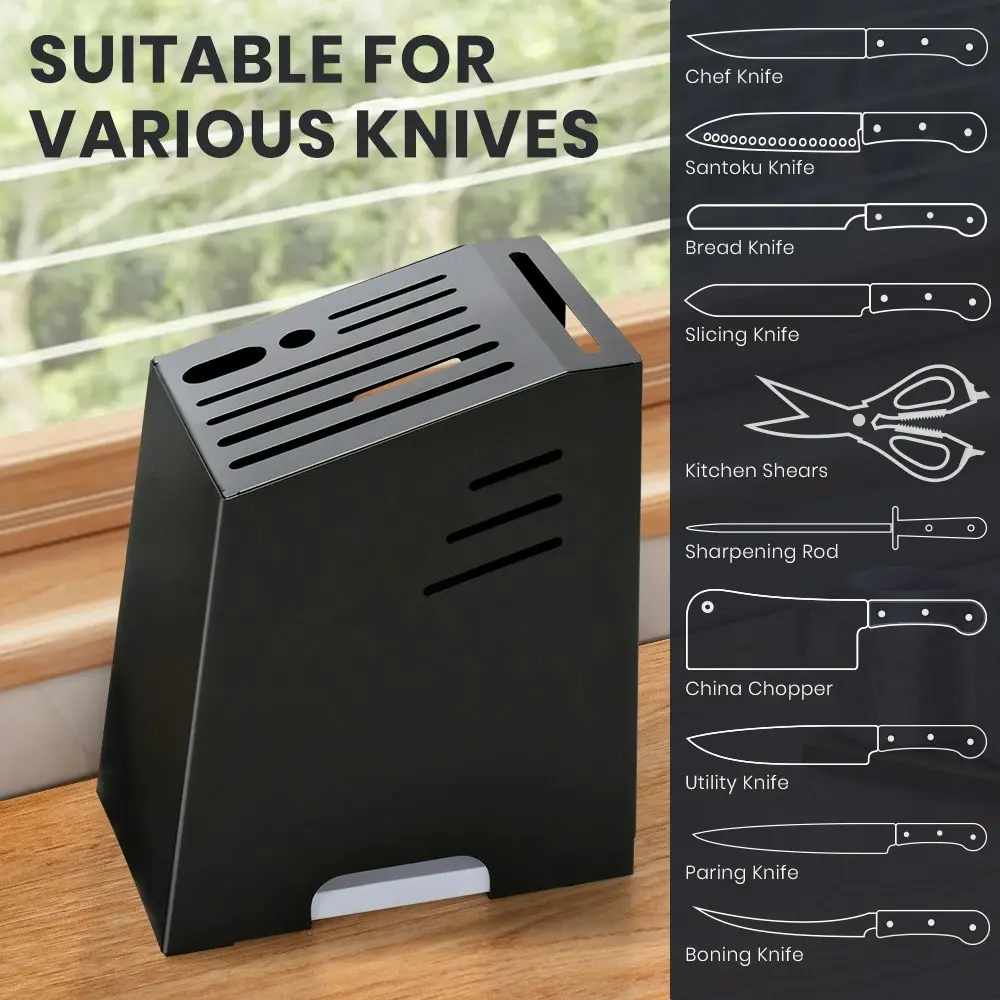 Simplus Kitchen Knife Block Carbon Steel knives Storage Chef Knife Holder Black