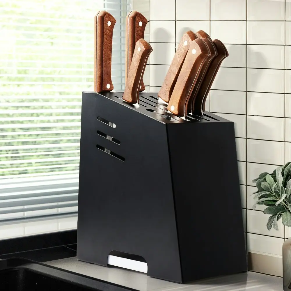 Simplus Kitchen Knife Block Carbon Steel knives Storage Chef Knife Holder Black