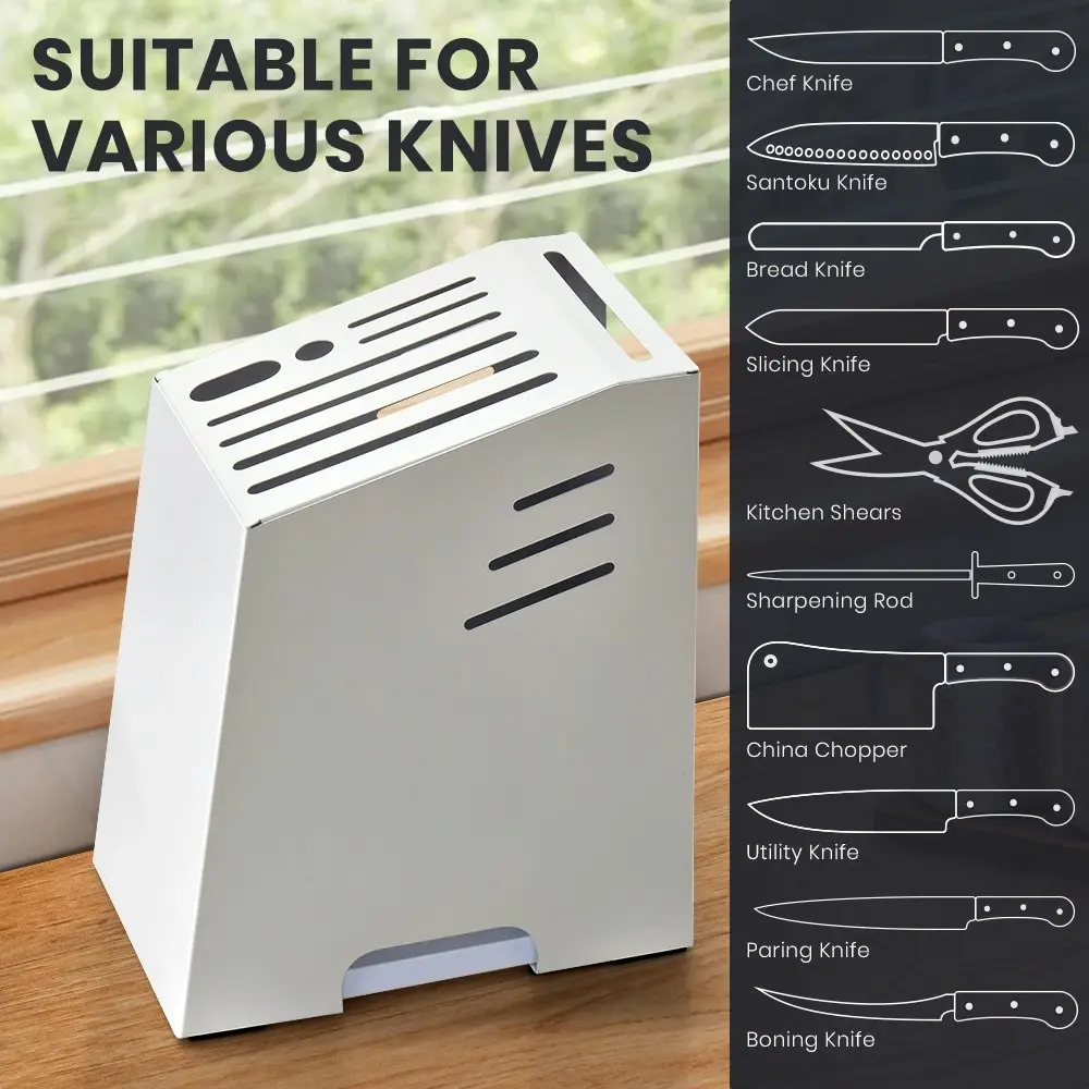 Simplus Kitchen Knife Block Carbon Steel knives Storage Chef Knife Holder White