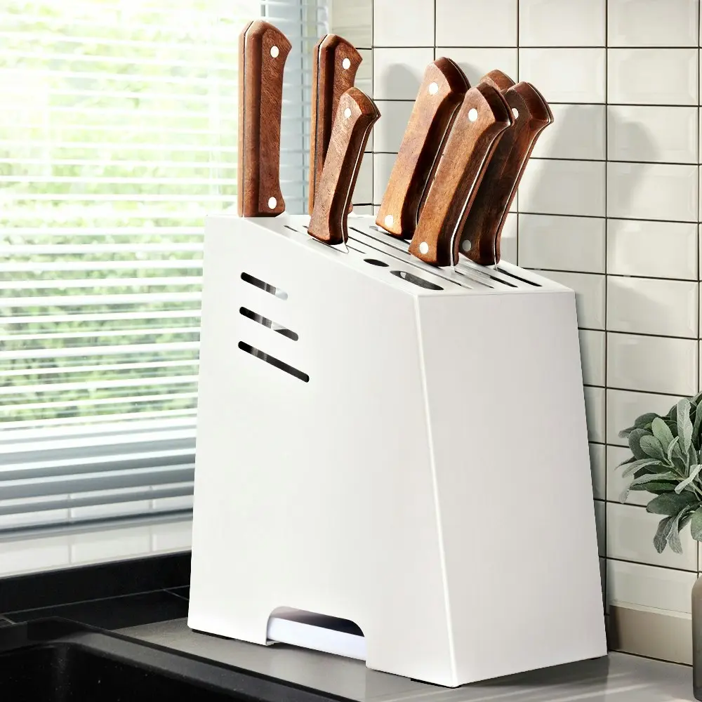 Simplus Kitchen Knife Block Carbon Steel knives Storage Chef Knife Holder White