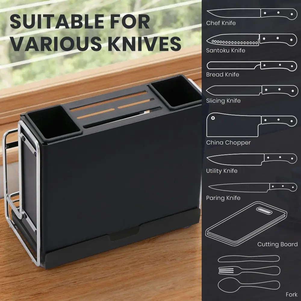 Simplus Knife Holder Carbon Steel Block Organiser Storage Cutting Board Rack