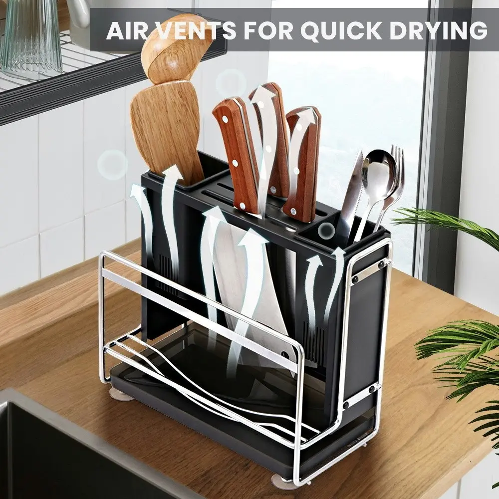 Simplus Knife Holder Carbon Steel Block Organiser Storage Cutting Board Rack