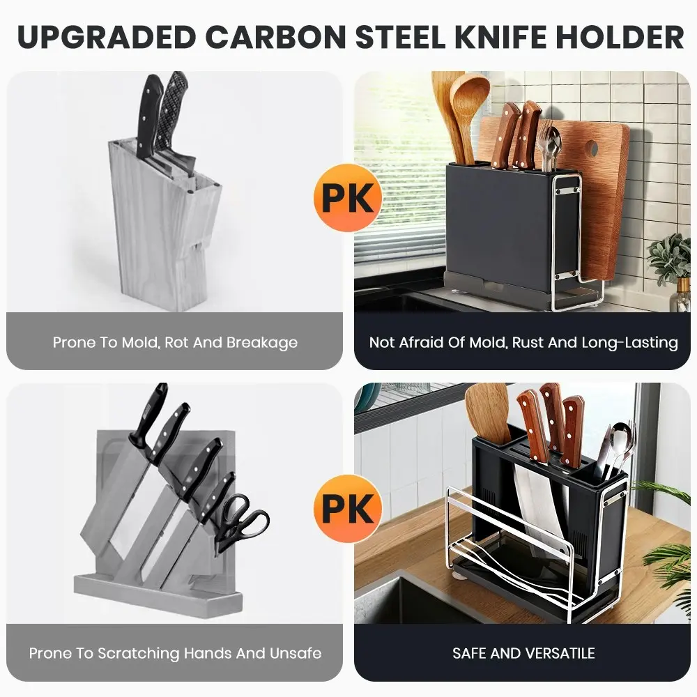 Simplus Knife Holder Carbon Steel Block Organiser Storage Cutting Board Rack