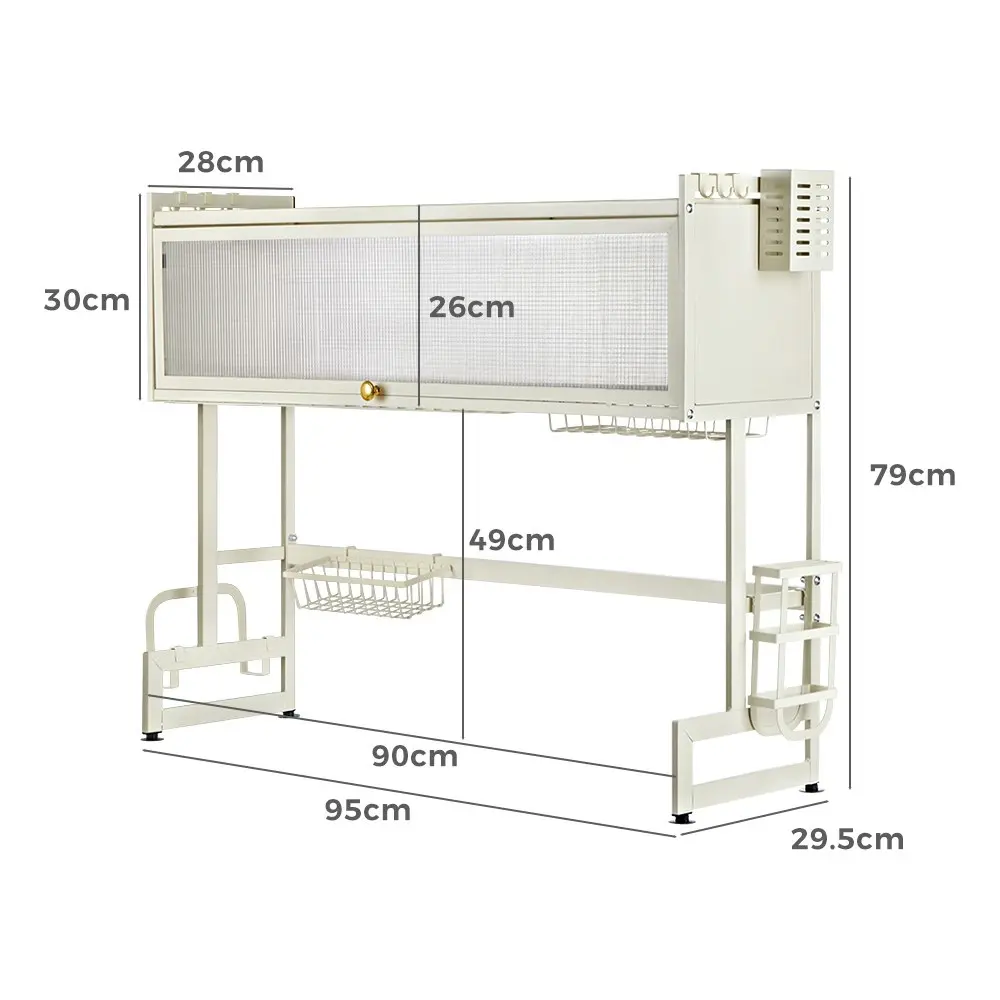 Simplus 95CM Dish Drying Rack Kitchen Holder Knife Storage Sink Organiser White