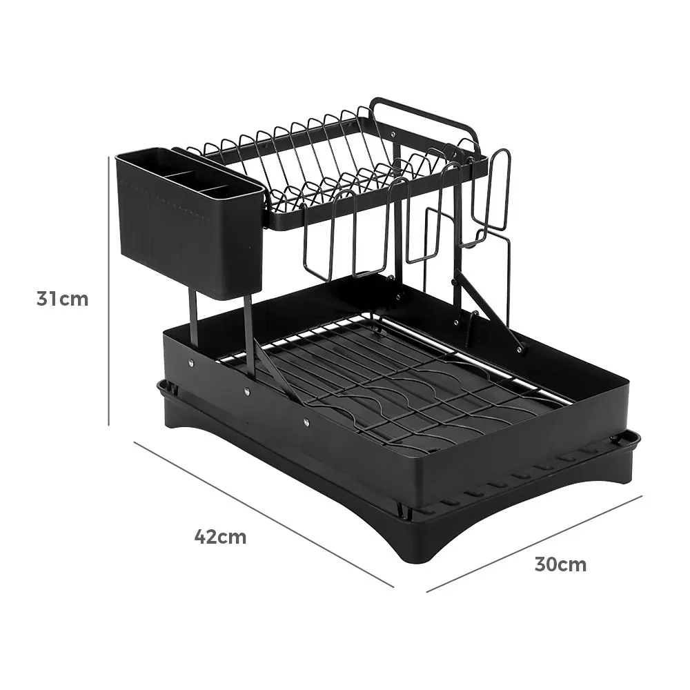 Simplus Dish Drainer Drying Rack with Cup Holder Kitchen Organiser Cutlery Tray