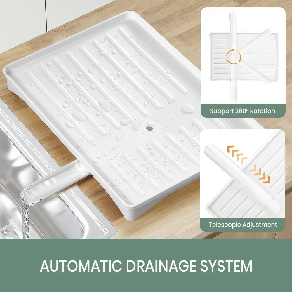 Simplus Dish Drainer Drying Rack Kitchen Organiser with Cup Holder Cutlery Tray