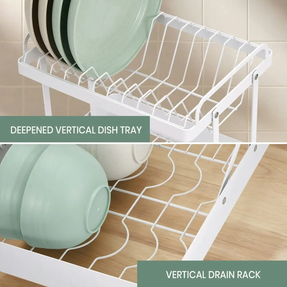 Simplus Dish Drainer Drying Rack Kitchen Organiser with Cup Holder Cutlery Tray