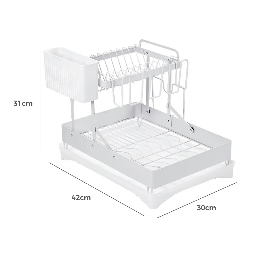 Simplus Dish Drainer Drying Rack Kitchen Organiser with Cup Holder Cutlery Tray