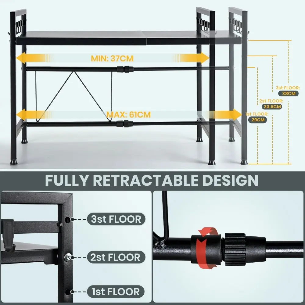 Simplus Microwave Oven Shelf Adjustable Metal Kitchen Organiser Storage Rack