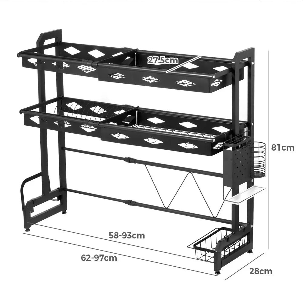 Simplus Kitchen Dish Rack Holder Drainer Storage Adjustable Sink Organiser