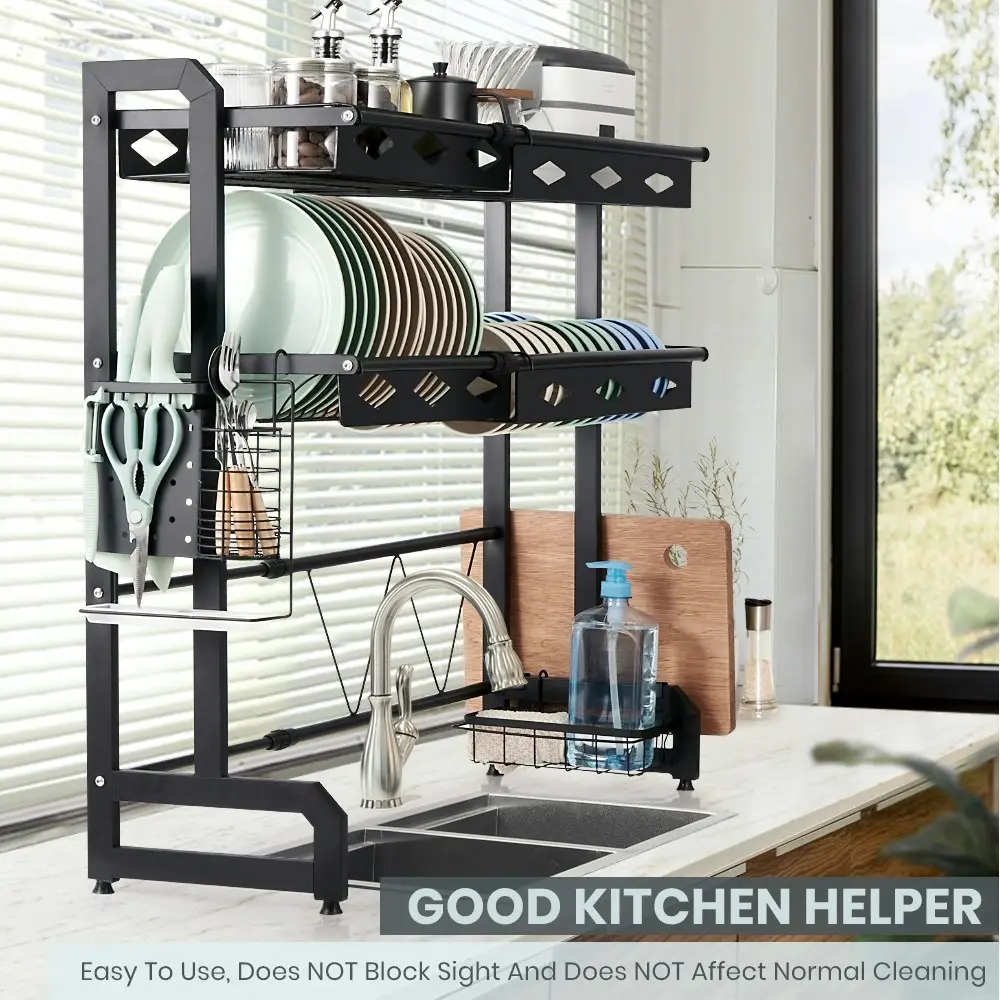 Simplus Kitchen Dish Rack Holder Drainer Storage Adjustable Sink Organiser