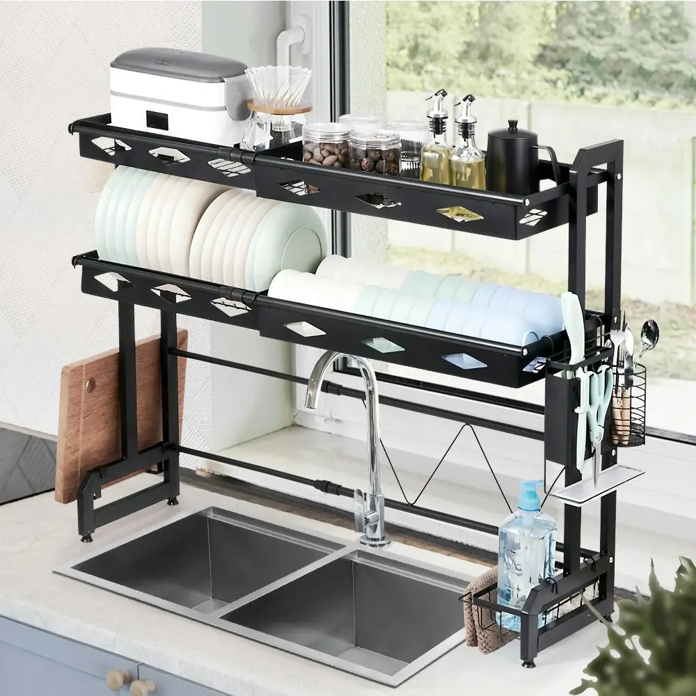 Simplus Kitchen Dish Rack Holder Drainer Storage Adjustable Sink Organiser