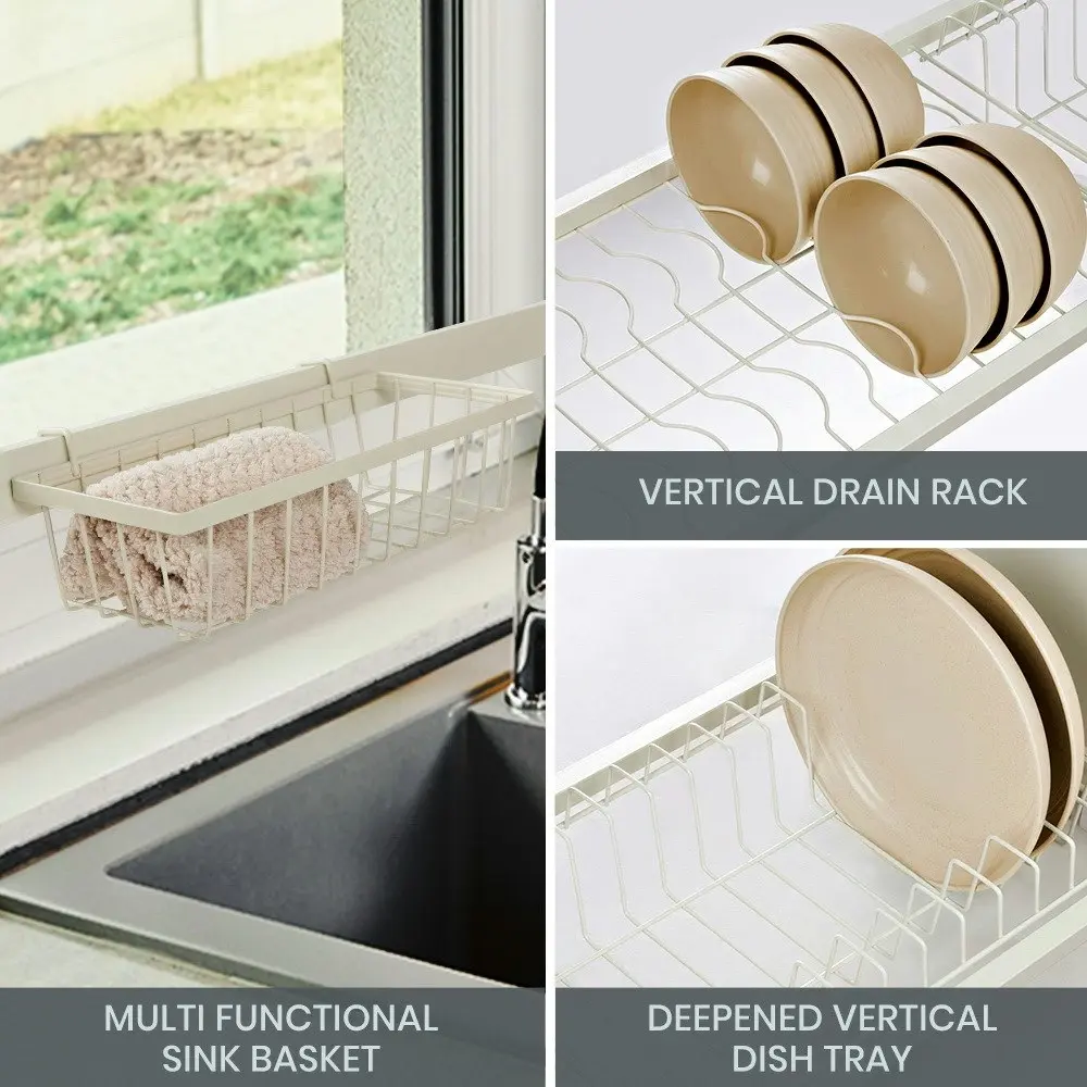 Simplus 85CM Dish Drying Rack Kitchen Holder Knife Storage Sink Organiser White