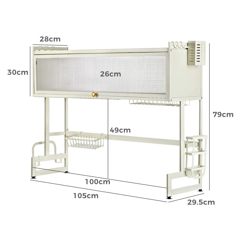 Simplus 105CM Dish Drying Rack Kitchen Holder Knife Storage Sink Organiser White