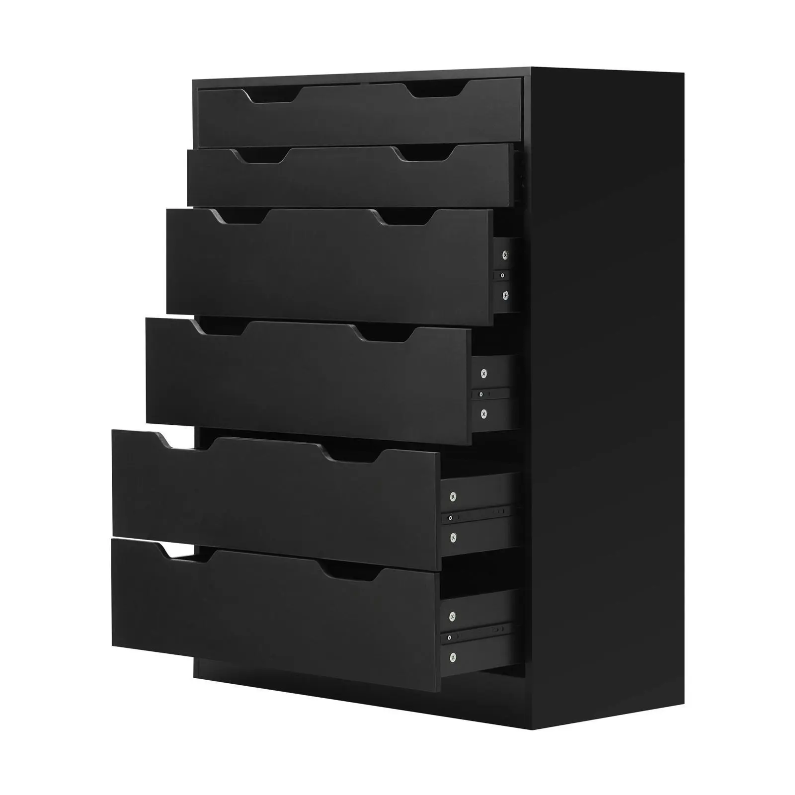 Oikiture 6 Chest of Drawers Tallboy Black PMA