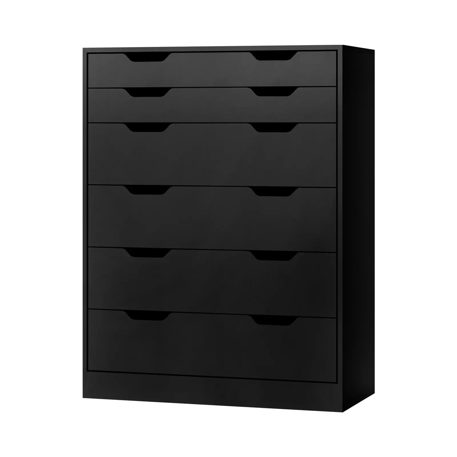 Oikiture 6 Chest of Drawers Tallboy Black PMA