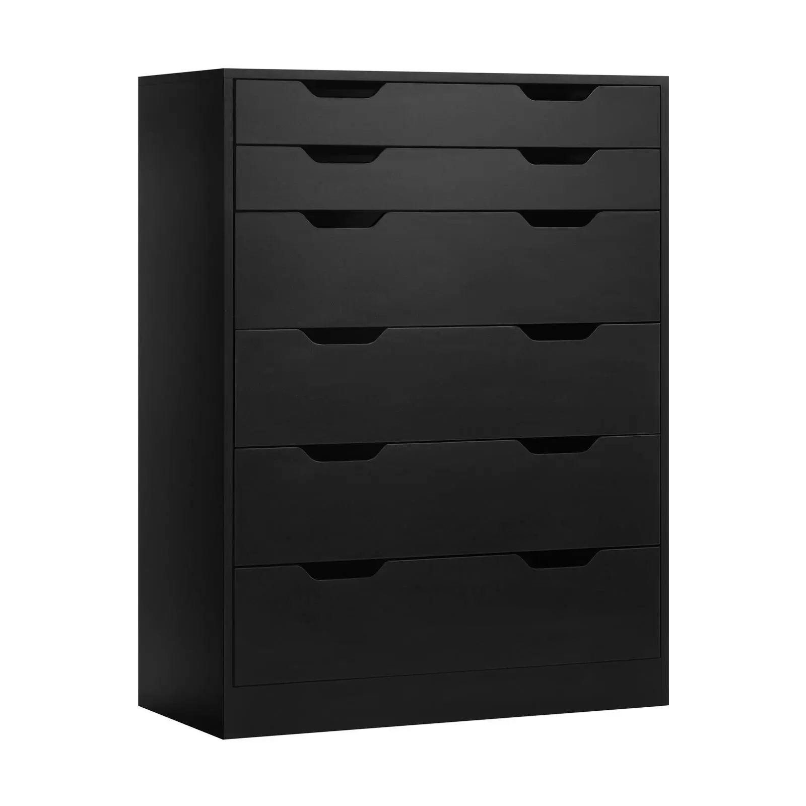 Oikiture 6 Chest of Drawers Tallboy Black PMA