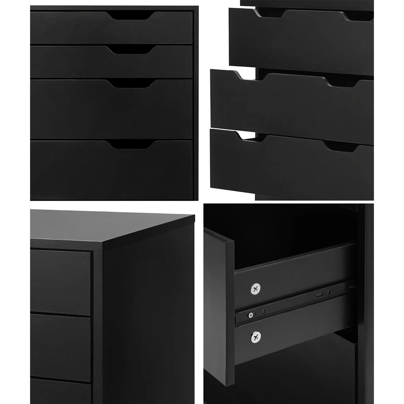 Oikiture 6 Chest of Drawers Tallboy Black PMA