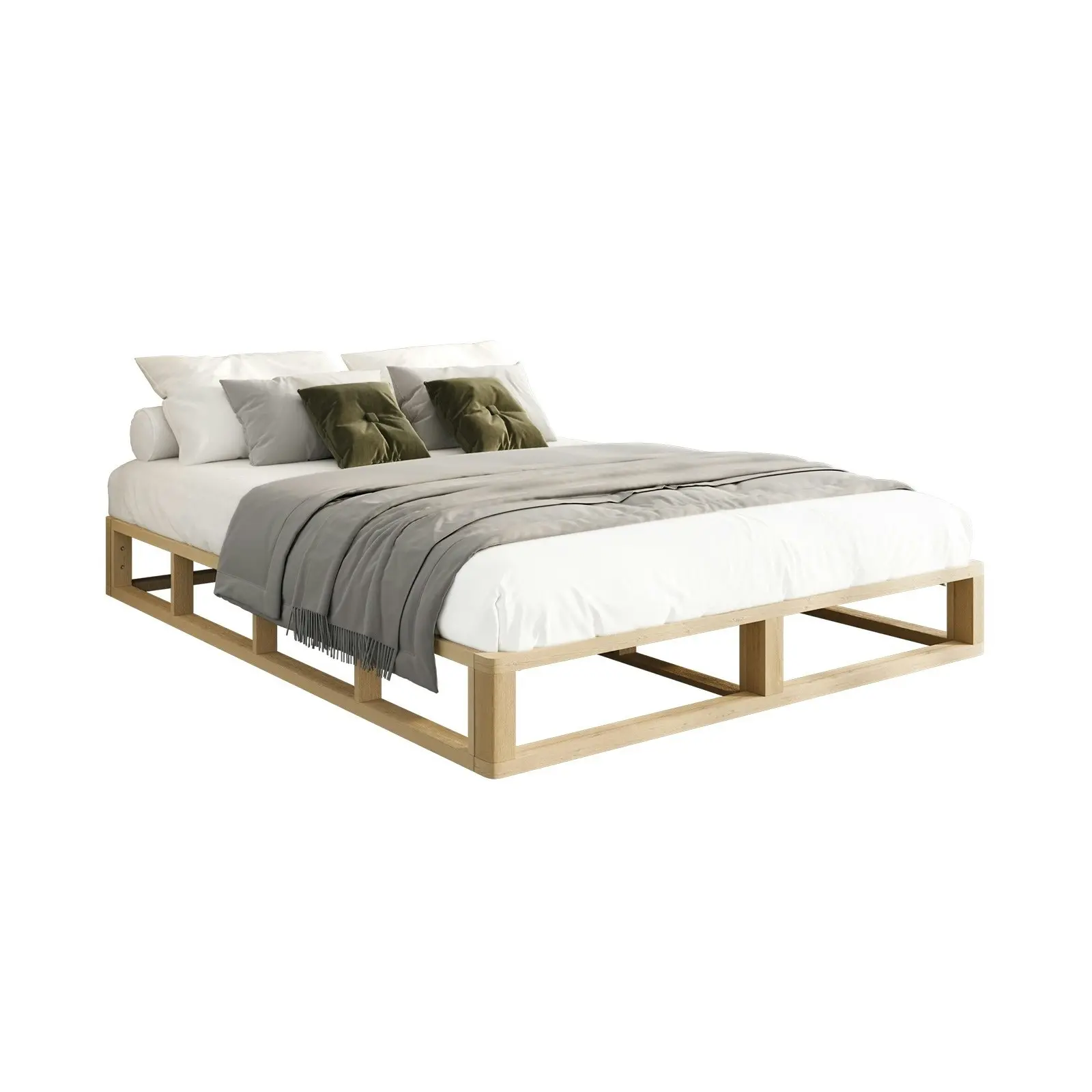 Oikiture Bed Frame King Single Bed Base Wooden Platform Cage-like Base