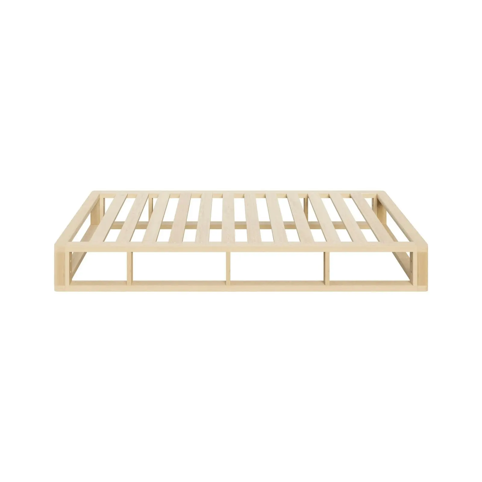 Oikiture Bed Frame Single Size Bed Base Wooden Platform Cage-like Base