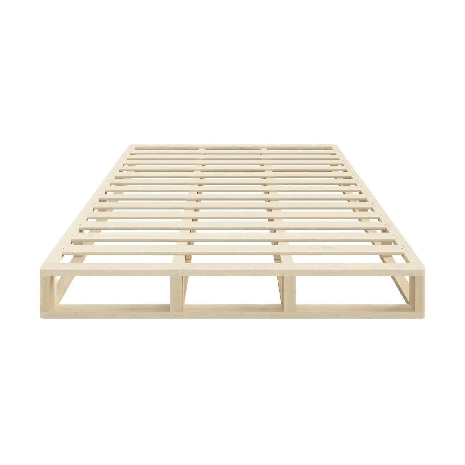 Oikiture Bed Frame King Size Bed Base Wooden Platform Cage-like Base