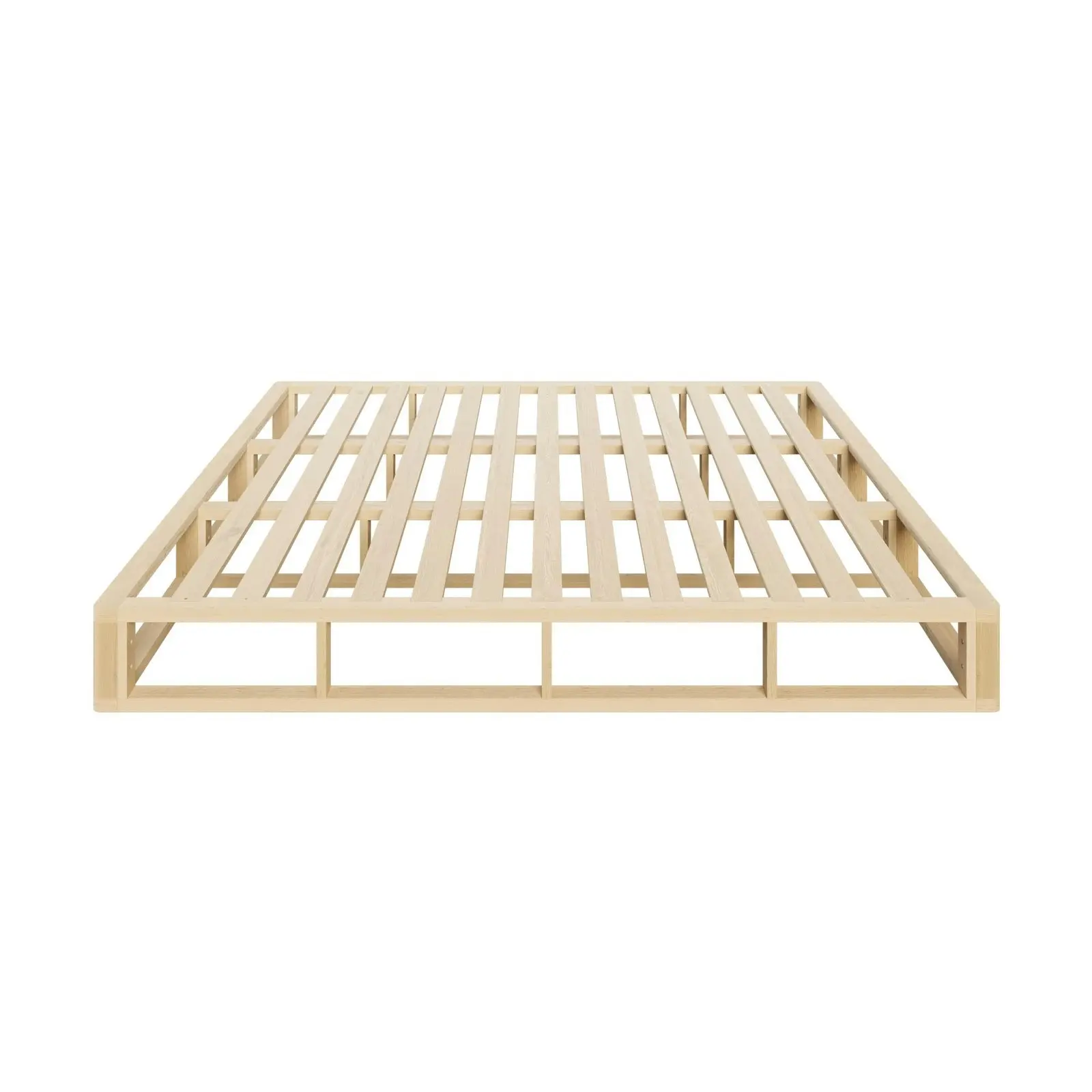 Oikiture Bed Frame King Size Bed Base Wooden Platform Cage-like Base